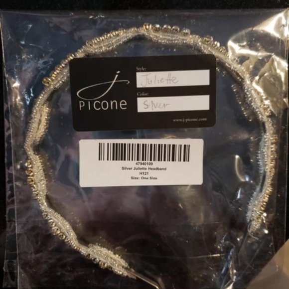 J Picone ,Juliette Sliver Bridal Head Piece beaded - Picture 6 of 6